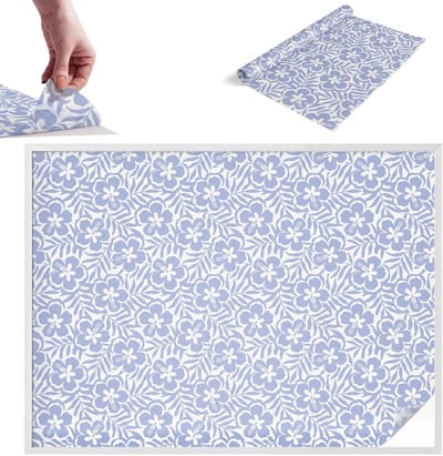 Tulup Raamfolie Anti inkijk - Hibiscusbloemen Melkglas Folie - 200x146 cm - Blauw Anti inkijk Raamfolie Glas in Lood - Zonwerende Raamfolie - Voor de slaapkamer, badkamer en woonkamer. - Privacy Folie Raam Glas in Lood