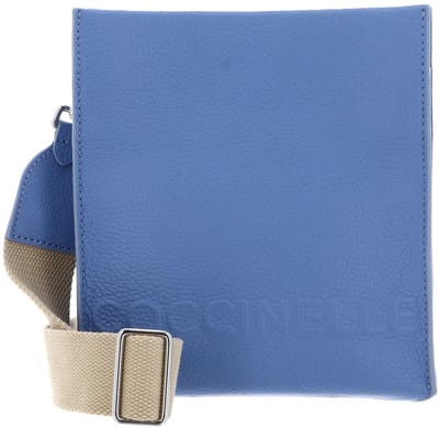 COCCINELLE Leren Schoudertas Myrtha Maxi Log Crossbody Bag Grained Leather Azul Blauw