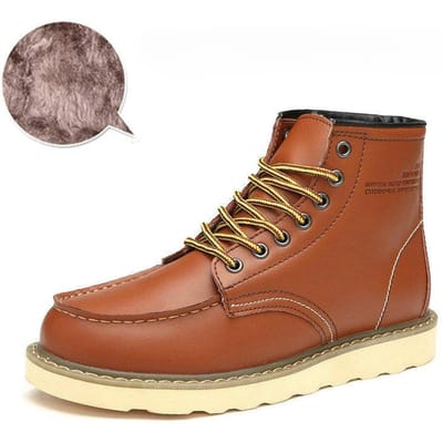 Heren Britse Casual Trend High-Top Schoenen Echt Leer Koppel Werkschoenen Grote Kop Leren Schoenen 44 brown