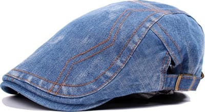 Winkrs - Flatcap denim medium blauw - Platte pet, klak pet, golfcap - Verstelbaar