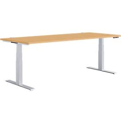 Schäfer Shop Genius bureau MODENA FLEX, elektrisch in hoogte verstelbaar, rechthoekig, T-poot, B 1800 x D 800 mm, beuken/blank aluminium