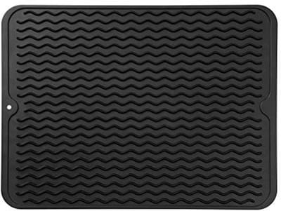 Siliconen Droogmat voor Afwas - Duurzaam en Gemakkelijk Schoon te Maken - Warmtebestendige Mat voor Aanrecht of Gootsteen - Veelzijdig Gebruik - Zwart 40 x 30 cm