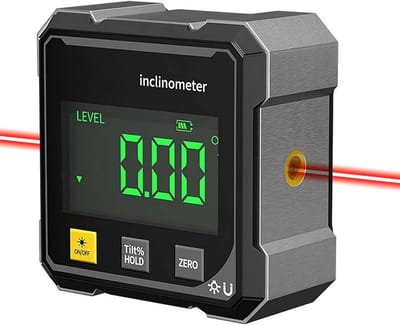 Ulisem - Digitale hoekmeter - 4x90° precisie - Groot led-scherm - Magnetische voet - USB oplaadbaar - Voor hout- en metaalbewerking - Nauwkeurig en draagbaar - Met schakelaar en nulstelling