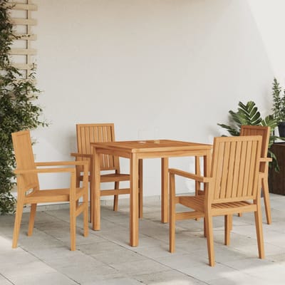 vidaXL - Tuinstoelen - stapelbaar - 4 - st - 56,5x57,5x91 - cm - massief - teakhout
