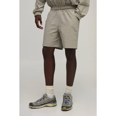 Relaxed Check Grid Nylon Short | Brown | Size XS