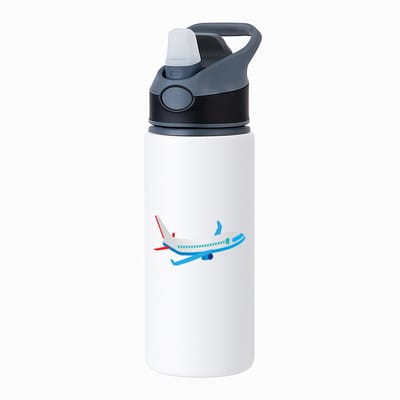 Hacebo® - Vliegtuig waterfles met rietje zwart - Piloot - Piloten - steward - stewardes - voertuig - water fles - 650ML
