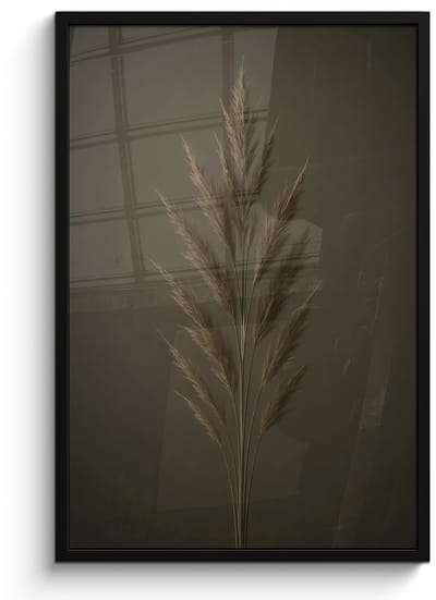 Poster in lijst - Fotolijst 60x90 cm - Posters - Tak - Pluimgras - Donkerbruin - Posterlijst zwart - Decoratie - Wanddecoratie woonkamer - Muurdecoratie slaapkamer