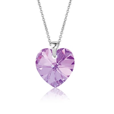 Montebello Ketting Fleur HZ116 - Swarovski Hart - 925 Zilver Gerhod. - Ø14mm - 50cm