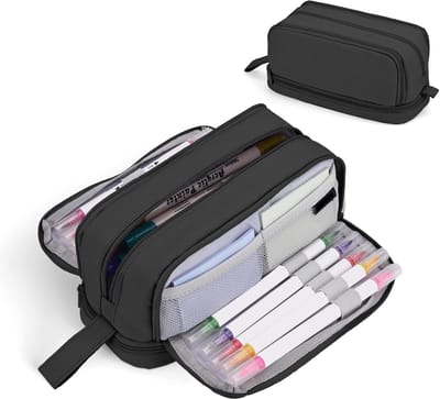 Etui - Pennenzak - Pennenzak voor jongens en meisjes - Multifunctionele etui met compartimenten - schoolspullen - 22x11x9.5cm - Zwart