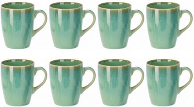 Siaki Koffiemok / theemok Faye - groen - set 8x - 340 ml - mokken - kerammiek - tas