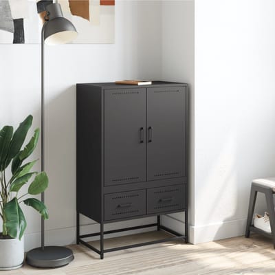 vidaXL - Hoge - kast - 68x39x111,5 - cm - staal - zwart