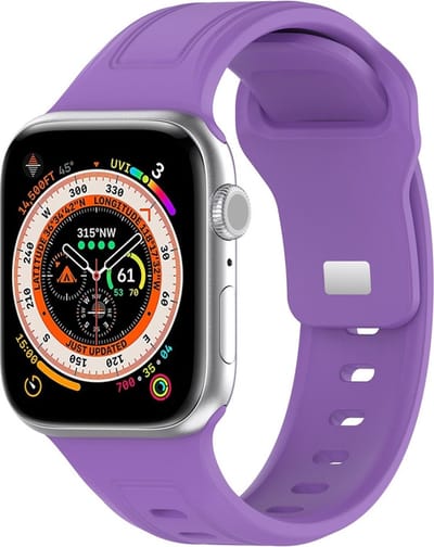 Siliconen bandje - geschikt voor Apple Watch series 1/2/3/4/5/6/7/8/9/10/11/ SE (1,2,3) / Ultra (1,2,3) met maat 44 mm / 45 mm / 46 mm / 49 mm - paars