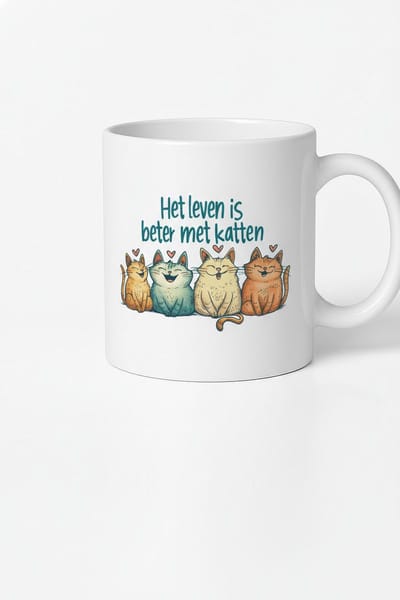 Mok Het Leven is Beter met Katten - 330ml Keramische Koffiemok