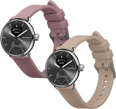 kwmobile horlogebandje geschikt voor Withings Scanwatch Light 37mm / Withings Scanwatch 2 38mm polsband - Smartwatch bandje van TPU - Activity tracker horloge band in lavendel / oudroze