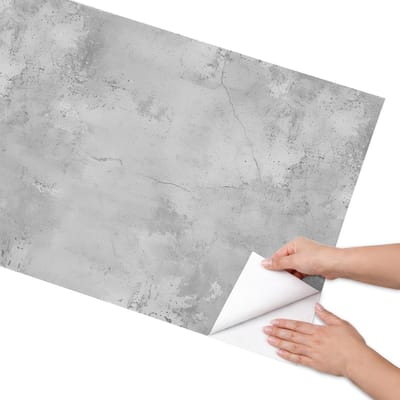 Coloray Meubel Wrap Folie - Grijs Meubelfolie - 65x130 cm - Decoratiefolie Grijze muur - Meubel Wrap Folie - Industrieel / Loft Meubelfolie - Plakfolie Meubels - Keuken decoratie - Texturen