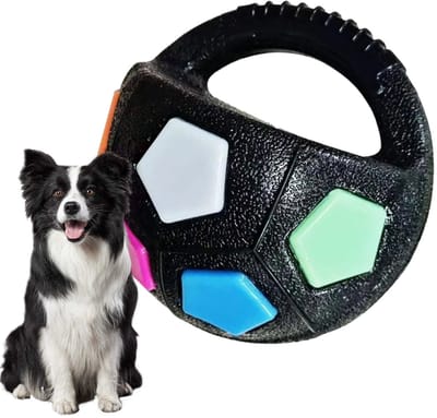 Speelgoedvoetbal voor Huisdieren - met Handvat - Interactief Hondenspeelgoed - Duurzaam Hondenspeelgoed - met Pieper - voor Middelgrote Tot Grote Honden