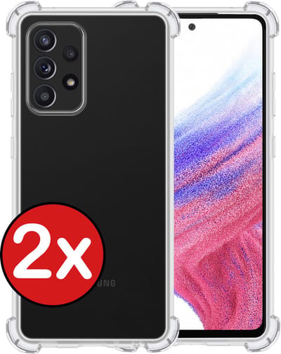Hoesje - 2 Stuks - Geschikt voor Samsung Galaxy A53 - Sterk & Shockproof - Back Cover - Siliconen Case - Telefoon Hoes Shock Proof - Telefoonhoes - Transparant