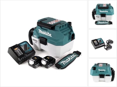 Makita DVC 750 LRGX3 accu stofzuiger nat- en droogzuiger 18 V draagbaar + 2x 6,0 Ah accu en lader - zonder accessoires