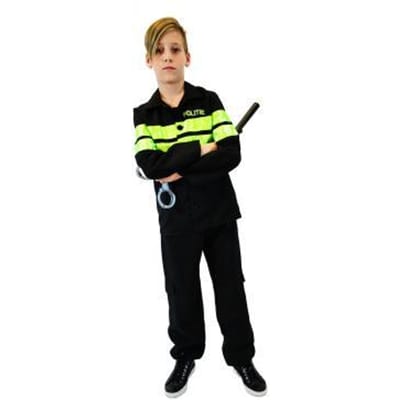 Rubie's Verkleedkostuum Politie Jongens Zwart/neongroen Mt 116