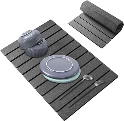 Dailygoods- Afdruipmat Sneldrogend - Opvouwbaar - 60 x 40 cm - Kiezelgoed - Absorberend - Keukenorganisatie - Afwasmat