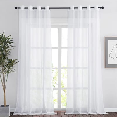 Dailygoods- Voile Gordijnen Wit Transparant - 2 Stuks - Gordijnen met Oogjes - H 260 x B 140 cm - Modern - Balkondeuren