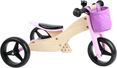 Houten Trike Fiets voor Kinderen met Verstelbare Zitpositie en Rubberen Banden