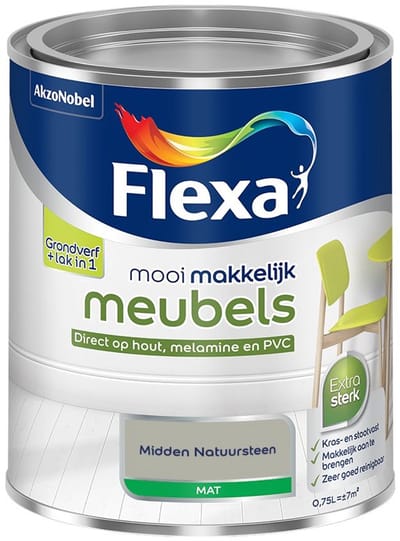 Flexa - Mooi Makkelijk Meubels Mat - Midden Natuursteen - Mengverf - 750 Ml