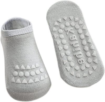Baby Kniebeschermers - Kruip Sokken - Baby Beschermen - Anti-slip Puntjes - 1-3 Jaar - Grijs