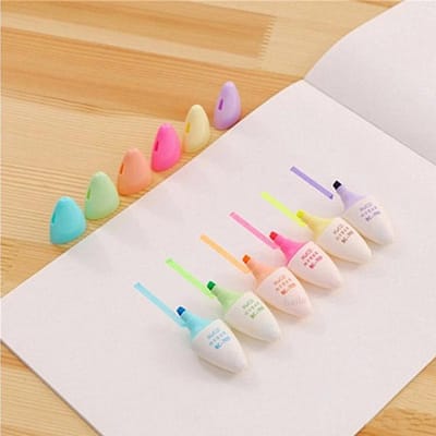 6 Stuks Kawaii Mini Pillen Markeerpen Collectie Schattig Grappig Lachend Gezicht Fluorescerende Markeerpen School Kantoor Kunst Schrijfwaren Benodigdheden