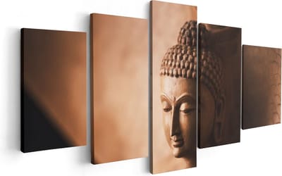 Artaza Canvas Schilderij Vijfluik Boeddha Beeld - 100x50 - Foto Op Canvas - Canvas Print