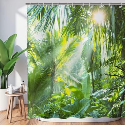 Douchegordijn 90 x 180 - tropische jungleprint - waterdicht polyester - veilig en comfortabel gebruik - ShopVlot