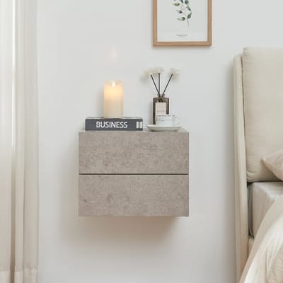 Nachtkastje zwevend Ampfing 40x29x30 cm betonkleurig licht [en.casa]