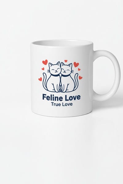 Feline Love True Love Mok - Lieve Katten met Harten - Perfect Cadeau voor Kattenliefhebbers