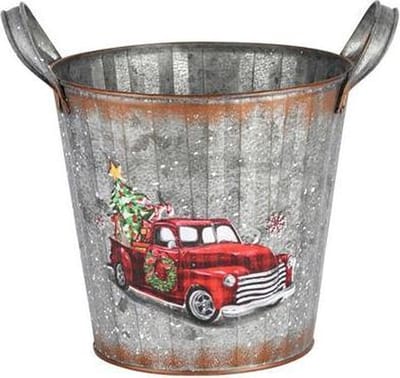 Decoratieve metalen kerst emmer Car