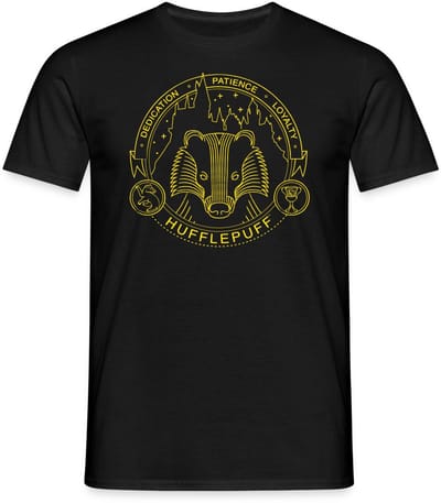 Harry Potter Huffelpuf Lineart T-Shirt Heren