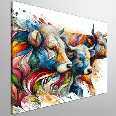 Acryl vee schilderij | Prachtig palet: Levendige scènes van het boerenleven in acryl | Kunst - 20x20 centimeter op Canvas | Foto op Canvas