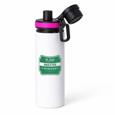 Hacebo® - De beste meester waterfles met draaidop roze - Meester - beste meester - school - verjaardagscadeau - afscheidscadeau - water fles - 850ML