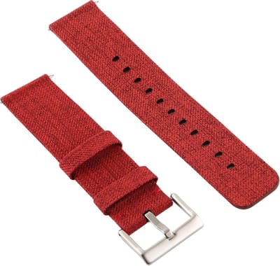By Qubix - Compatible Fitbit bandje - Canvas nylon bandje geschikt voor Fitbit Versa 1 / 2 & Lite - Rood Smartwatchbandje bandje Armband Polsband Strap Band Watchband