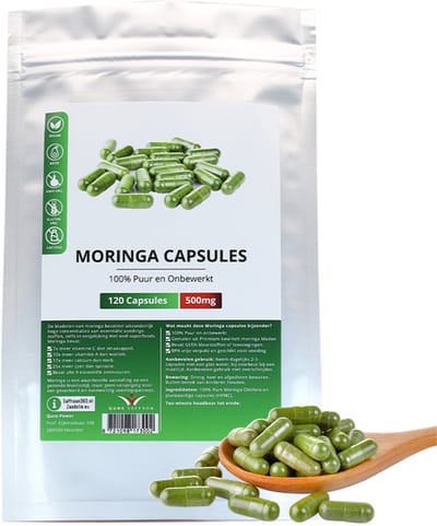 Moringa Capsaules 120 Stuks | 1500 mg per Dag | Vegetarisch | Hoogwaardige Pure Moringa Capsules | Moringa Oleifera | Zonder Gelatine