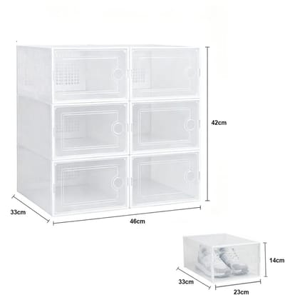 Innovastore Schoenenopbergdoos - Opvouwbare schoenenopbergdoos - 6-laags Schoenenorganizer - Schoenendoos - Transparant
