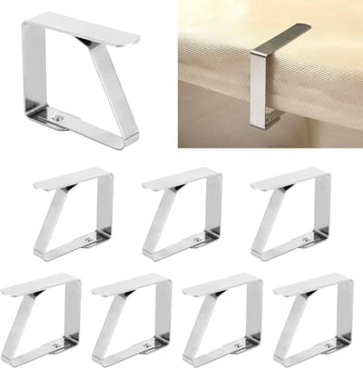 8 stuks Roestvrijstalen Tafelkleedklemmen - Extra Groot Formaat voor Tafels van 2,5-6,5 cm (Ideaal voor Picknicks & Feesten)