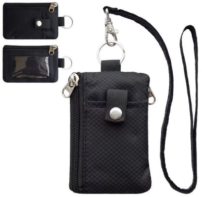 RFID Blocking Kleine Portemonnee voor Vrouwen en Mannen – Waterbestendig, Minimalistische Reispportemonnee met Sleutelhanger, Zip, Lanyard – Slanke Kaartenhouder, Badge Portemonnee, Veiligheidsportemonnee