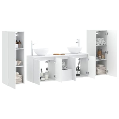 vidaXL - Badkamermeubel - Set - 5 - st - Wit - 33 - x - 34,5 - x - 100 - cm - Bewerkt - hout