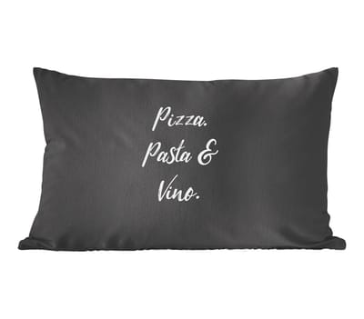 Sierkussens - Kussentjes Woonkamer - 60x40 cm - Spreuken - Quotes - Pizza. Pasta & Vino. - Pizza lover - Eten