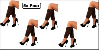 5x Paar luxe Beenwarmers bruin - Been warmer festival thema feest disco fun kleding accesoires