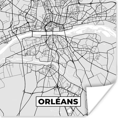 Poster Frankrijk - Orléans - Stadskaart - Plattegrond - Kaart - 100x100 cm XXL