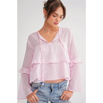 Kantelige Blouse met Strikdetail