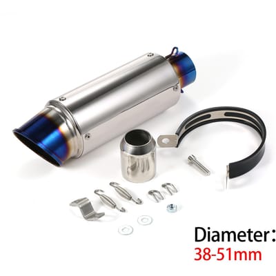 38-51mm Universele motorfiets uitlaatpijp staart refit uitlaatdemper geschikt voor motorfietsen ATV Style 2 zilver