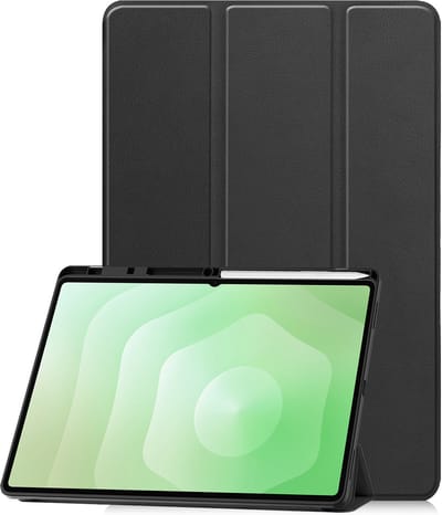 Hoesje Geschikt voor Samsung Galaxy Tab S11 Ultra - Dun & Stevig - Trifold Bookcase - Hard Cover Case - Met Uitsparing Geschikt voor S Pen - Hardcover Book - Tablet Hoes - Zwart