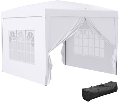 Partytent opvouwbaar - Paviljoen - 3x3 m - Easy up - Waterdicht - met Zijwanden - Weerbestendig - Wit